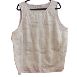 Kim Rogers Curvy 3x Sleeveless Top With WHITE Knit Eyelet Front Vented Sides